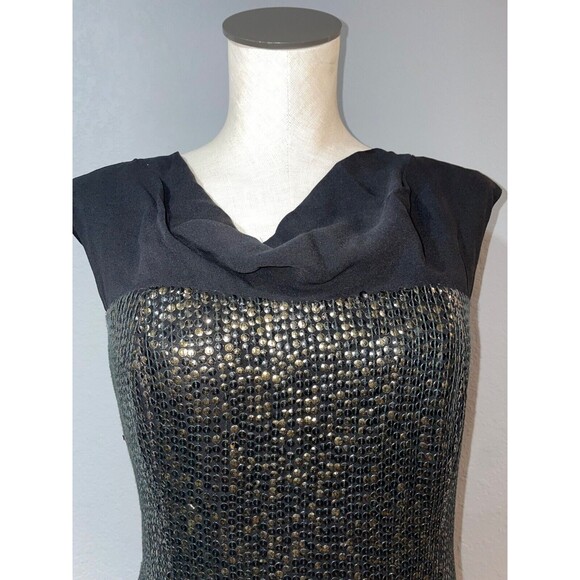 Tory Burch Women's Silk Studded Mini Dress size 6 Cowl Neck Whimsigoth Disco - Picture 2 of 12